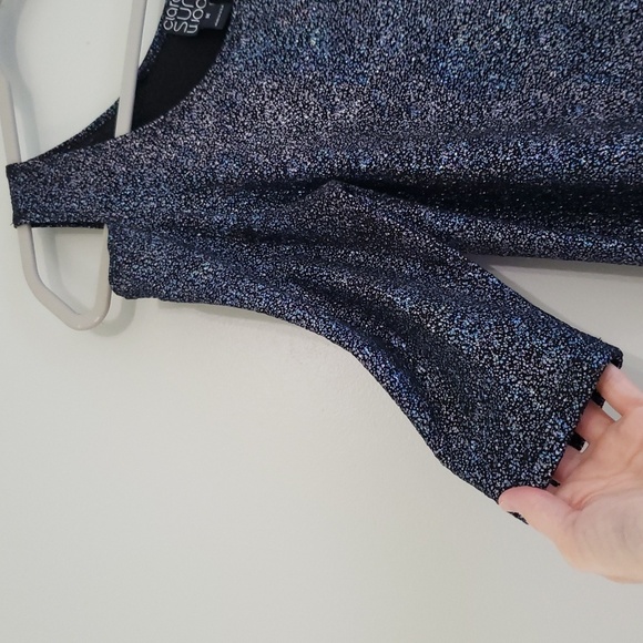 Clara Sun Woo Tunic Top Women Medium Multicolor Cold Shoulder Lagenlook Sparkle - Picture 4 of 14